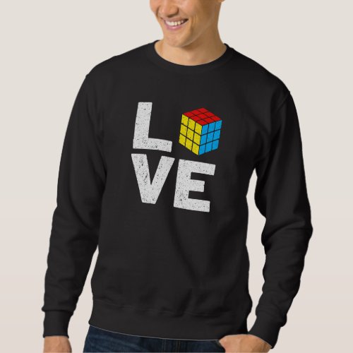 Competitive Puzzle Cube Love Speed Cubing 80s Vin Sweatshirt