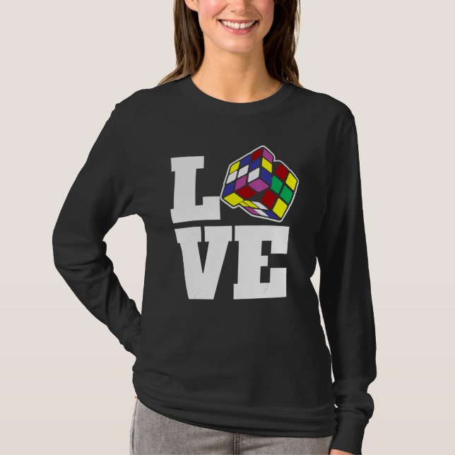 Competitive Puzzle Cube Love Speed Cubing 80's Vin T-Shirt (Front)