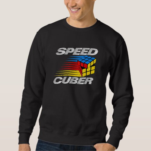 Competitive Puzzle Cube Speed Cuber Hobby 80s Vin Sweatshirt