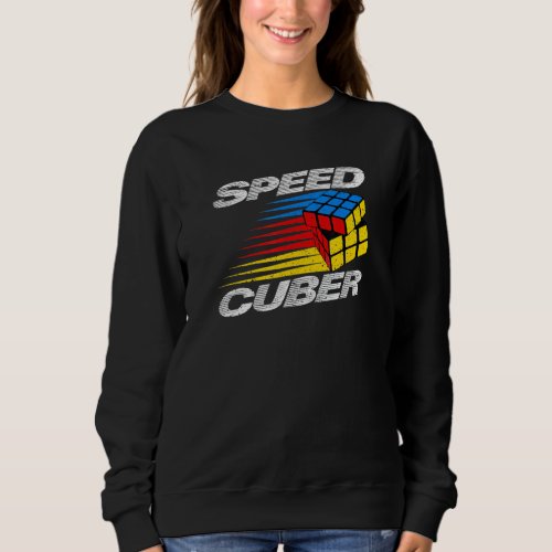 Competitive Puzzle Cube Speed Cuber Hobby 80s Vin Sweatshirt