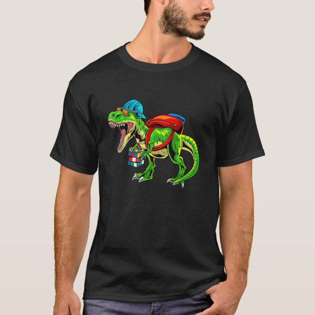  Competitive Puzzle Speedcubing Dinosaur Math  T-Shirt (Front)
