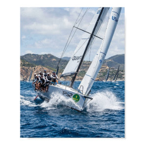 Competitive Sailing Yacht Racing Ocean Waves Actio Poster