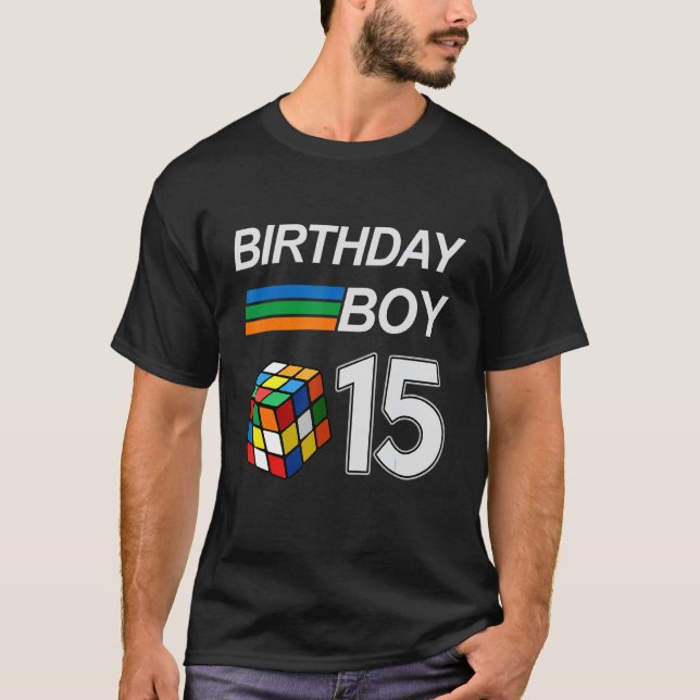 Competitive Speed Cubing 15 Years Old Birthday For T-Shirt (Front)