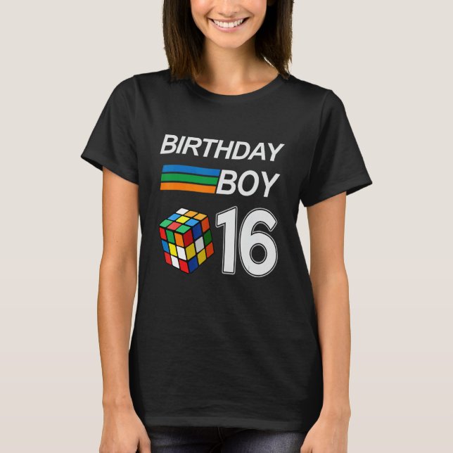 Competitive Speed Cubing 16 Years Old Birthday For T-Shirt (Front)