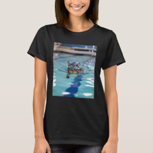 competitive swim team funny kitty cat swimming T-Shirt