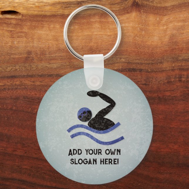 Competitive Swimming - Front Crawl, your text on Keychain (Front)