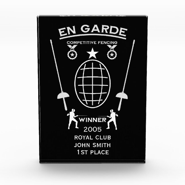 Competitive Sword Fencing Acrylic Award (Front)