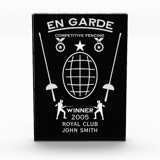 Competitive Sword Fencing Acrylic Award (Front)