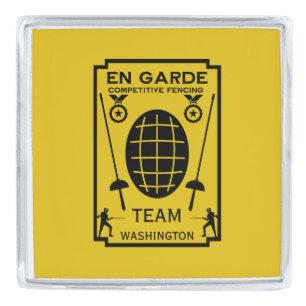 Competitive Sword Fencing Silver Finish Lapel Pin
