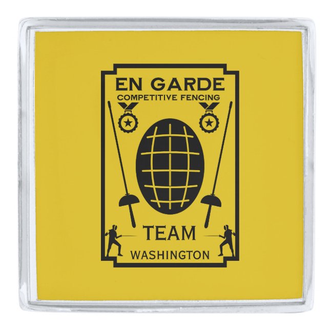 Competitive Sword Fencing Silver Finish Lapel Pin (Front)