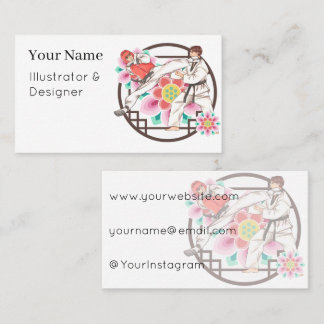 Competitive Taekwondo Fight: High-Flying Duel Business Card