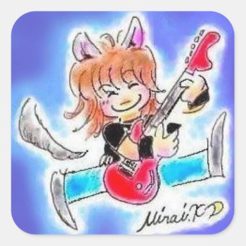Complacent? What A Guitar Square Sticker by mirai_moon at Zazzle