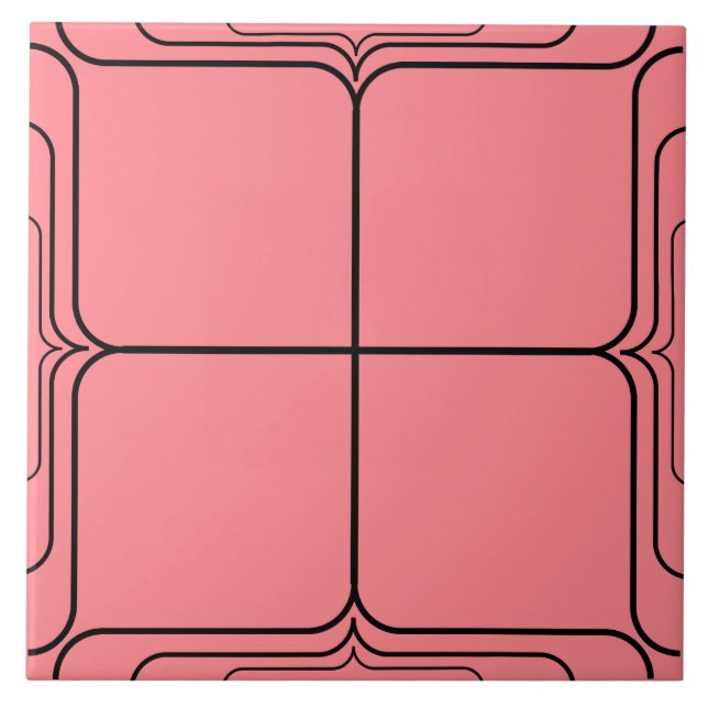Complement for Art Deco White Rose on Pink Ceramic Tile (Front)