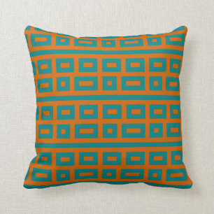 Complementary colors teal orange throw pillow