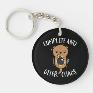 Complete and Otter Chaos Funny Cute Sea Otter Pun Keychain