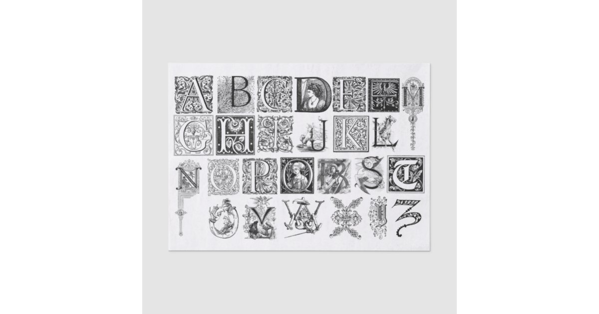 Complete Drop Cap Alphabet Typography Lettering Tissue Paper | Zazzle