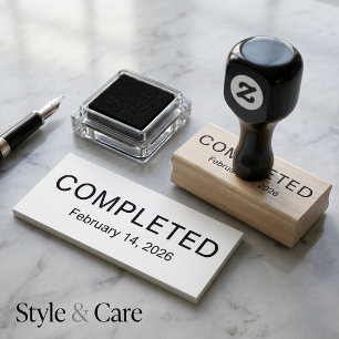Completed with Date Custom Professional Wood Art Rubber Stamp