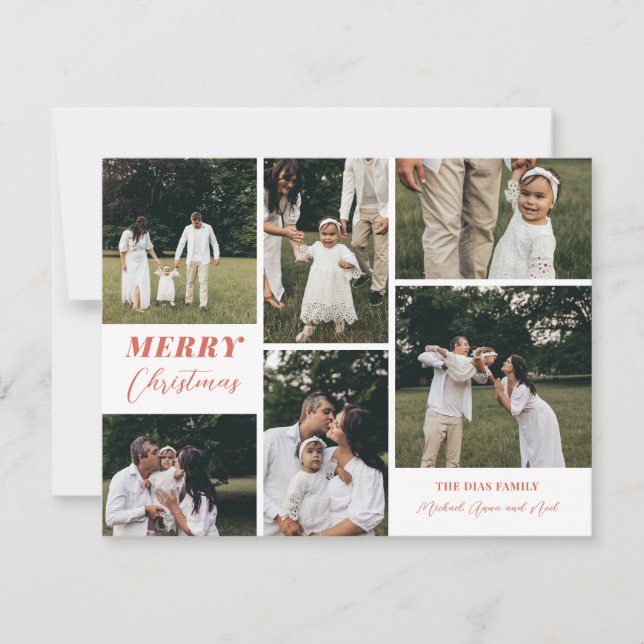 Completely Custom Christmas 6 Photo Collage Holiday Card (Front)