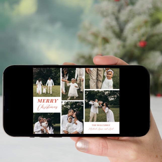 Completely Custom Christmas 6 Photo Collage Holiday Card (Front Digital)