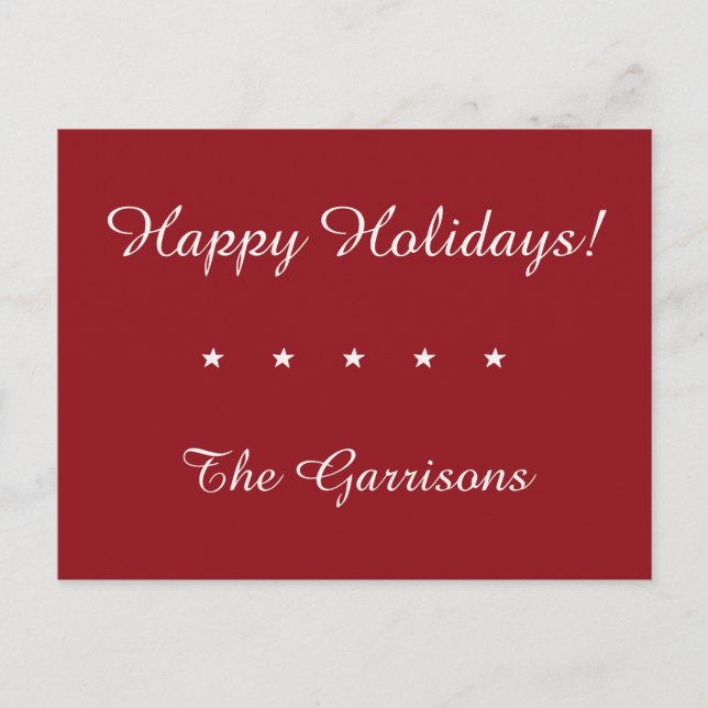 Completely customizable Holidays table cards (Front)