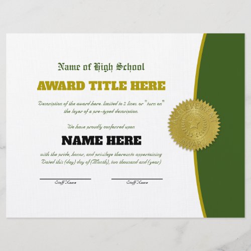 Completely Customizable SPORTS Award Certificate Letterhead