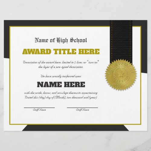 Completely Customizable SPORTS Award Certificate Letterhead