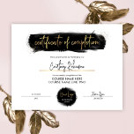 Completion Certificate Black & Gold Salon Award<br><div class="desc">Luxurious Black Watercolor and Gold Effect Completion Certificate Award, perfect for certificate of completion for lashes or beauty courses. You can use this chic professional diploma design with gold script font for any type of accreditation. This course completion includes space for your logo and business details so you can make...</div>