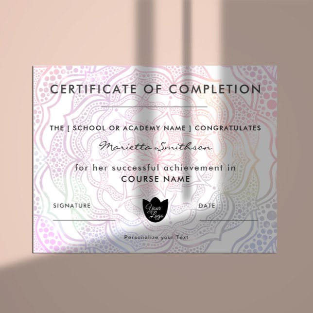 Completion Certificate Colorful Mandala Yoga Reiki (Creator Uploaded)