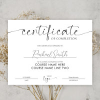 Completion Certificate Elegant Beauty Course Award