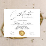 Completion Certificate Elegant Gold Wax Stamp<br><div class="desc">Elegant Certificate of Completion with trendy script font and faux gold wax stamp. Perfect to create personalized certificates of appreciation or diplomas. This professional course award features modern calligraphy font, minimal layout and a wax seal badge with space for your logo or initials, creating a beautiful certificate of achievement design....</div>