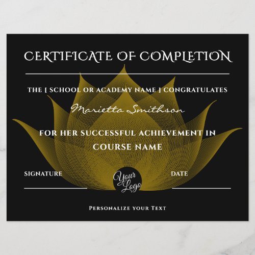 Completion Certificate Lotus Flower For Yoga Reiki