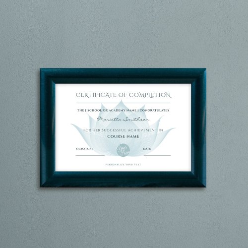 Completion Certificate Lotus Flower For Yoga Reiki