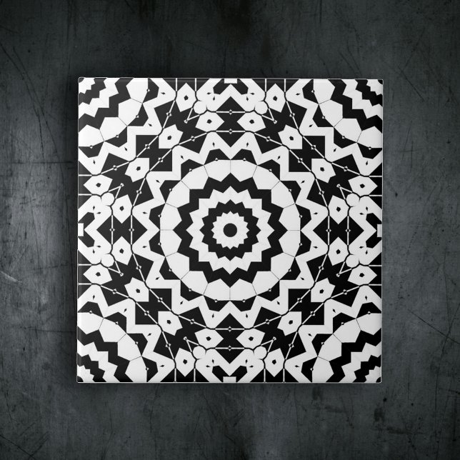 Complex Black and White Geometric Pattern Ceramic Tile (Creator Uploaded)