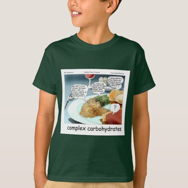 Complex Carbs Funny Philosophy Foodie Comic T-Shirt (Front)
