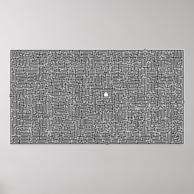 Complex Computer Generated Maze Drawing Poster (Front)