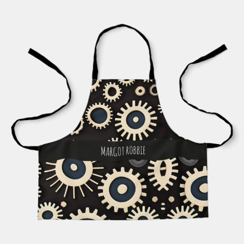 Complex Gears Beige Geometric Pattern Apron