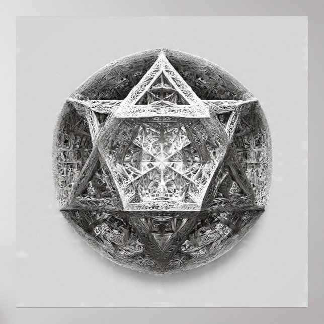 Complex Geometric Line Art: Icosahedron Infinity Poster (Front)