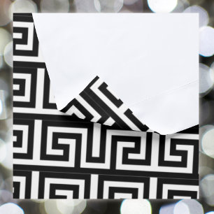 Complex Greek Key Symbol in black on white Blackout Curtains
