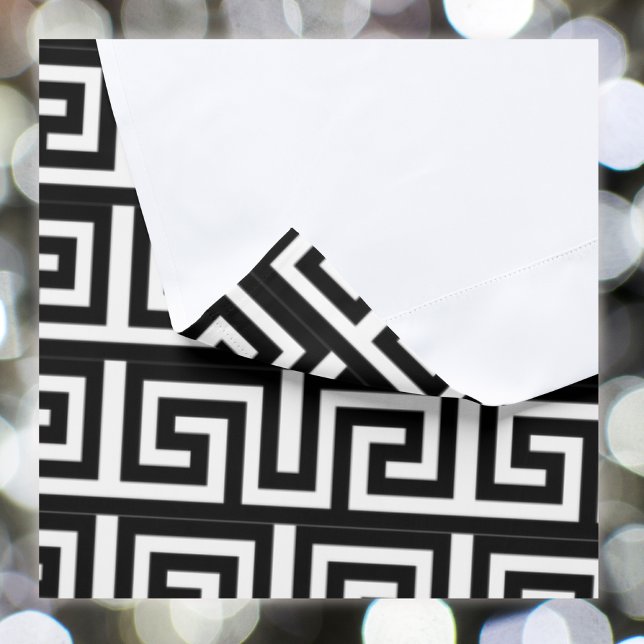Complex Greek Key Symbol in black on white | Blackout Curtains (Creator Uploaded)