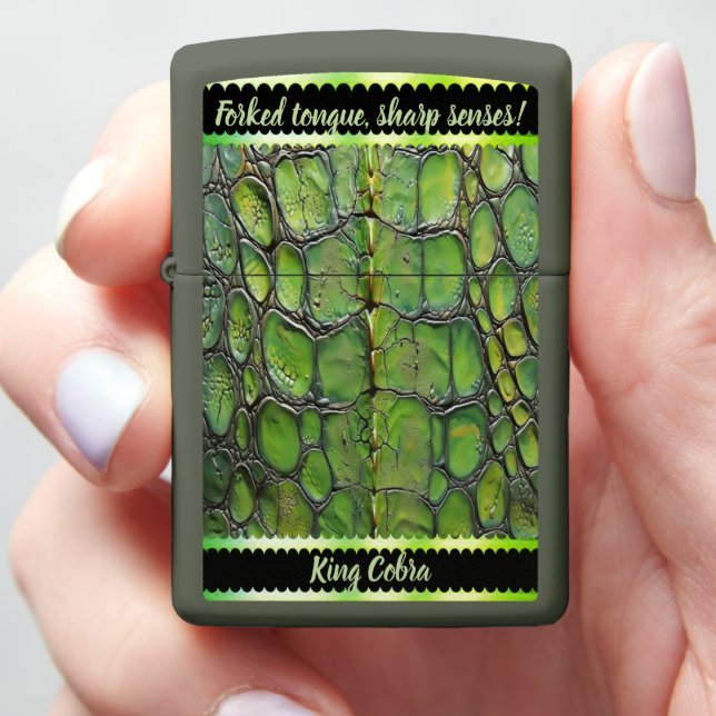 Complex green snakeskin patterns zippo lighter (In Hand)