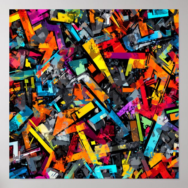 Complex Layered Design: Seamless Graffiti Grid Poster (Front)