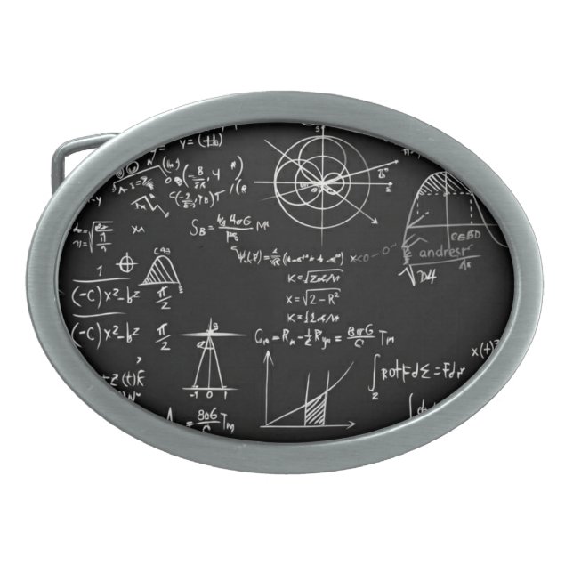 Complex Math & Physics Blackboard Equations Design Belt Buckle (Front)