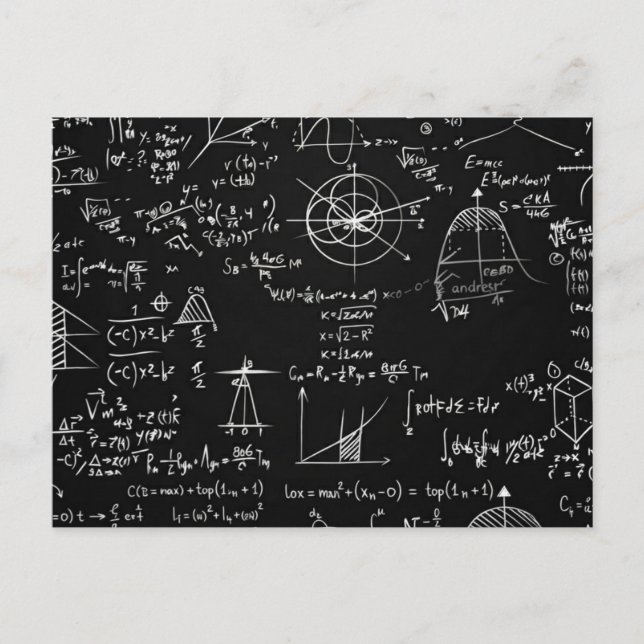 Complex Math & Physics Blackboard Equations Design Postcard (Front)
