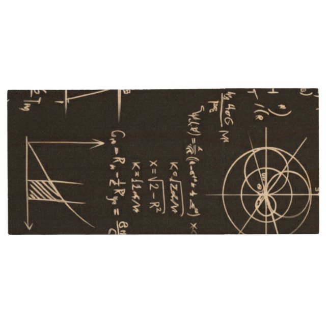 Complex Math & Physics Blackboard Equations Design Wood Flash Drive (Front)