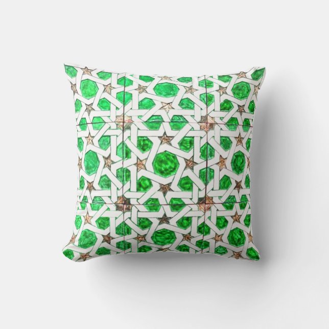 Complex Moroccan Historic Tile Pattern Throw Pillow (Front)