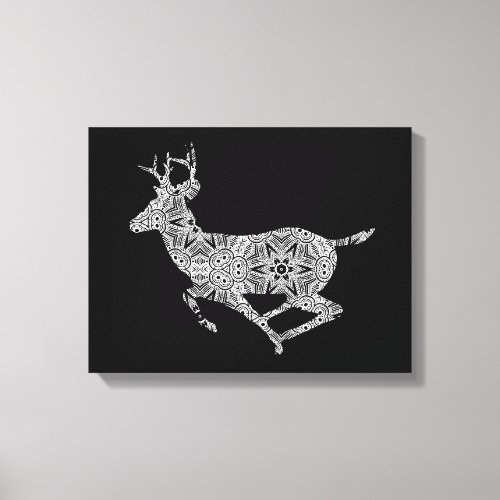 Complex Pattern Galloping Deer Coloring Page Art Canvas Print