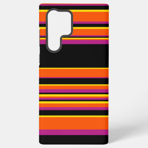 Complex Stripes - Black, Pink, Orange and Yellow Samsung Galaxy S22 Ultra Case