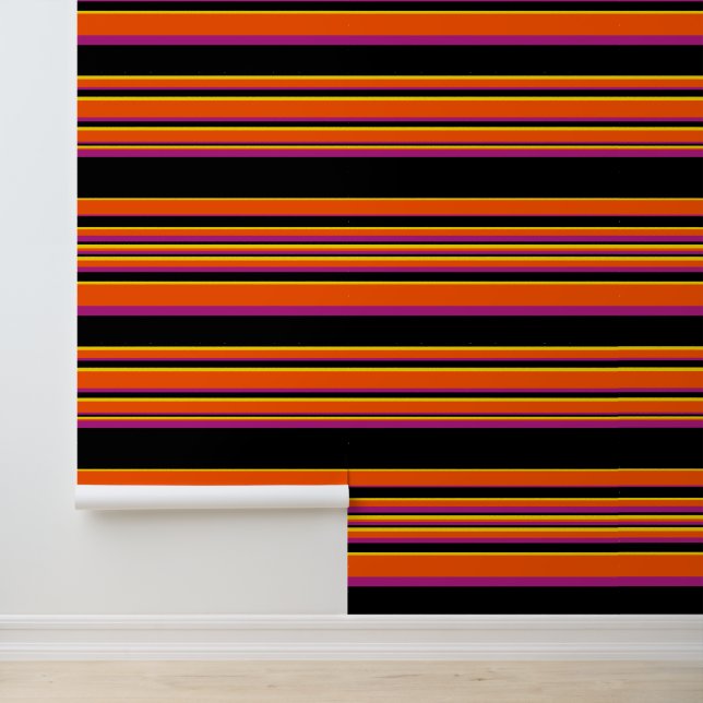 Complex Stripes - Black, Pink, Orange and Yellow Wallpaper (Application)
