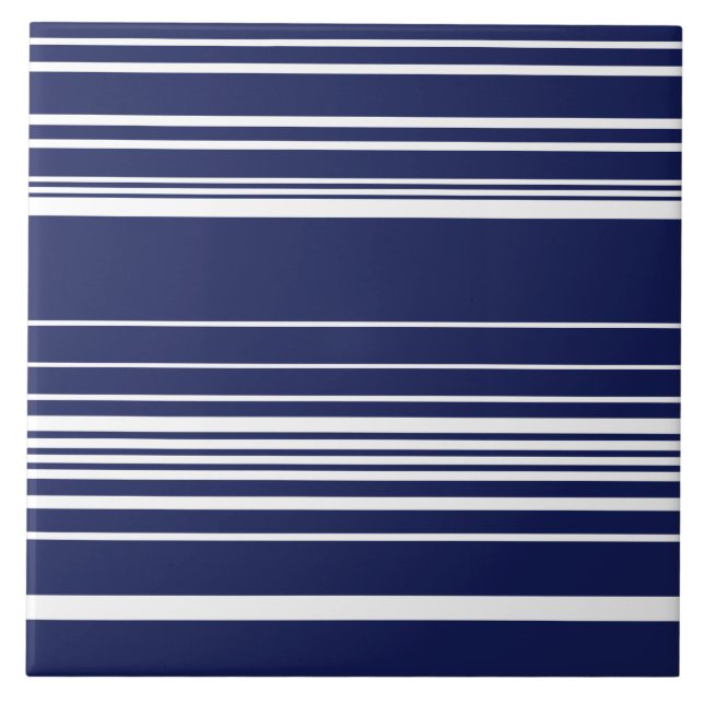 Complex Stripes - Blue Ceramic Tile (Front)