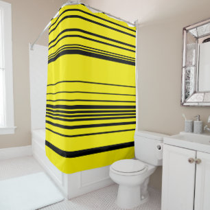 Complex Stripes in Black and Yellow Shower Curtain